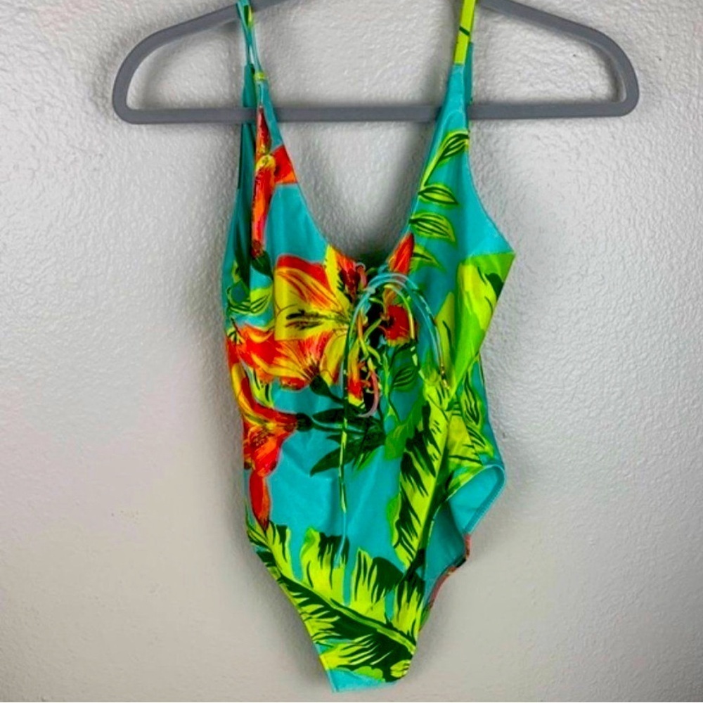 Zara Women’s Green Tropical One Piece Swimsuit - Picture 2 of 9
